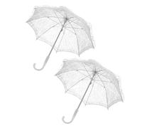 POPETPOP Parapluie en Dentelle Blanc pour Mariage, Double Usage, Matériau Acier et Plastique, Lot de 2 Pièces, Élégant et Romantique pour Cérémonie en Extérieur