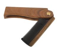 POPETPOP Peigne à Barbe Pliable En Bois De Corne De Bœuf Santal, Petit Format 10,5 x 3,2 Cm, Portable Et Léger, Pour Homme Voyageur, Entretien Barbe Et Moustache