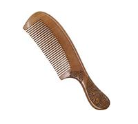 POPETPOP Peigne à Cheveux Sculpté Double-face en Bois de Pêcher Manche, Design Classique, Facile à Transporter, pour Femmes