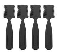 POPETPOP Peigne à Rasoir 4pcs Noir, Outil de Coiffure Double Usage en Plastique et Métal Prise Confortable, pour Usage Professionnel Domicile