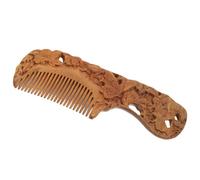 POPETPOP Peigne Bois de Santal Compact Double Face Fine Denture pour Démêlage Design Décoratif Gravé et Motif Floral Accessoire Portable pour Soins Capillaires Féminins