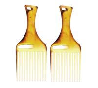 POPETPOP Peigne Démêlant à Dents Larges Ambre 2 Pièces Grosse Taille pour Cheveux Afro Bouclés Hommes et Femmes Coiffage Quotidien