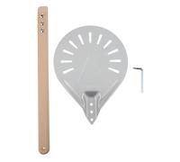 POPETPOP Pelle à Pizza en Alliage d'Aluminium 20 CM Perforée, Manche Bois Portable, Outil de Transfert pour Cuisson de Viennoiseries et Pains au Four