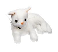 POPETPOP Peluche Chat Kitten Réaliste Blanc Doux et Fluffy Décoration Maison et Voiture Cadeau Garçon Fille pour Sommeil Confortable