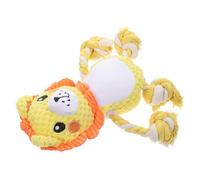 POPETPOP Peluche Lionceau Orange-Jaune Corde Résistante à Mâcher Interactif pour Chien Qui Couine pour Chiots et Chiens de Petite à Moyenne Taille à Tirer Robuste pour Mastication et