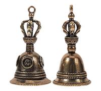 POPETPOP Pendentif Clochette en Métal Vintage Style Chinois Rétro, 2 Pièces, Solide et Sécurisé, comme Breloque Porte-clés ou Décoration Artisanale