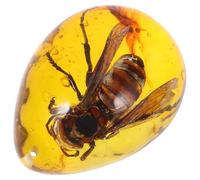 POPETPOP Pendentif en Ambre Abeille, Spécimen Insecte, Forme Goutte