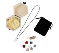 POPETPOP Pendentif en Cristal, Pierre de Chakra, Cristal et Bois, Coffret Présent, pour Reiki, Collier, Sommeil Réparateur Couleur Aléatoire