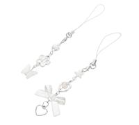 POPETPOP Pendentif Porte-clés pour Téléphone Portable en Verre 2pcs, Breloques Étoiles et Nœuds Mignons, Accessoires Portables et Polyvalents pour Décoration Quotidienne
