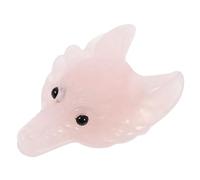 POPETPOP Pendentif Tête de Loup Cristal de Quartz Rose Taillé Main Accessoire Bijoux DIY Pierre Précieuse Sculptée pour Créations Artisanales