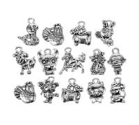 POPETPOP Pendentif Zodiaque Chinois Bijoux en Alliage Argenté, 36 Pièces | Finition Soignée, pour Réparation de Bijoux et Chaîne Pull, Couleur Argenté, Loisirs Créatifs, Création Bijoux