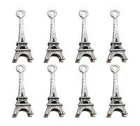 POPETPOP Pendentifs Breloques Délicates Forme Tour Eiffel en Alliage Argenté 50 pour Fabrication de Bijoux DIY pour Bracelets et Colliers, pour Style Cosplay et Chaîne Pull