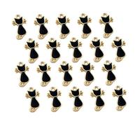 POPETPOP Pendentifs Chat Charms Délicats et Stylés 20pcs en Alliage Noir pour Fabrication de Bijoux Accessoires pour Bracelets et Porte-clés