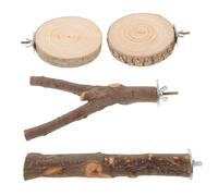 POPETPOP Perchoir Bois Naturel pour Perroquets et Perruches Support Multi-Branches avec Plateforme Bâton à Ronger pour Ongles Suspendu Portable pour Cage Spacieuse Oiseaux