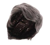 POPETPOP Perruque Courte Synthétique Pour Homme Gris Argenté Naturel Perruque De Déguisement Pour Vieil Homme Accessoire Pour Halloween