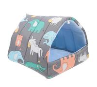 POPETPOP Petit Nid en Coton pour Petits Animaux de Compagnie 20X20 CM Nid D’Hiver Chaud pour Hamster Chinchilla et Hérisson Motif Bleu Crocodile et Éléphant Canapé Lavable Adapté Cage
