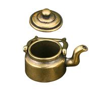POPETPOP Petite Théière en Laiton Artisanale Décorative pour Bureau et Maison, Ornement Délicat Style Rétro, pour Décoration de Salon de Thé