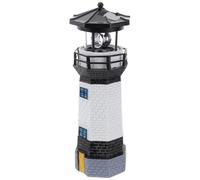 POPETPOP Phare Solaire LED Rotatif 27 CM Lampe Décorative Tour de Balise Éclairage Intérieur Écologique Ornement Lumineux pour Patio Jardin et Allée Décoration LED Solide