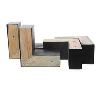 POPETPOP Pieds de Canapé en Bois Massif Noir, Forme en L, 8cm de Hauteur, 14,5cm de Longueur, Lot de 4, Adaptés pour Réparation de Meubles et Cadre de Canapé