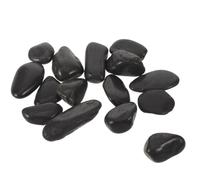 POPETPOP Pierres de Cuisson Naturelles en Galets Noirs Ronde, Surface Lisse, Rétention de Chaleur pour Grillades en Plein Air et Repas en Famille