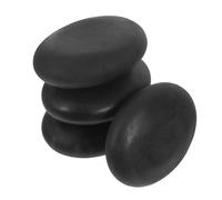 POPETPOP Pierres de Massage Spa en Roche Basaltique Noire 4pcs pour Massage Chauffant, Forme Courbée Lisse, Rétention de Chaleur, pour Usage Salon ou Soins Corporels