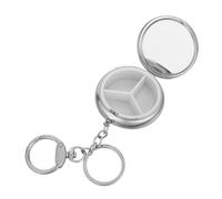 POPETPOP Pilulier Portable Étanche Argenté en Plastique et Métal avec Compartiments Séparés, Porte-clés Pratique pour Usage Quotidien et Urgences de Voyage