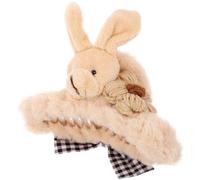 POPETPOP Pince à Cheveux Grosse Taille en Fourrure Marron Forme Lapin Accessoire Cheveux pour Femmes et Filles Pince Griffes Tenue Ferme pour Coiffure Quotidienne et Fêtes