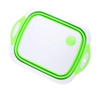 POPETPOP Planche à Découper Multifonctionnelle Panier D'égouttage Pliable en Plastique et Silicone Vert Cuisine Pratique et Gain de Place