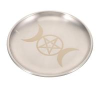 POPETPOP Plaque Pentagramme en Fer Doré, Plateau à Bougie pour Autel, Assiette Décorative Lisse, Rangement Bijoux et Accessoires Rituels