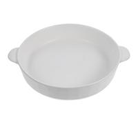 POPETPOP Plat à Quiche en Céramique Blanche, Double Poignée, pour Cuisson au Four et Présentation de Desserts Lors de Repas Familiaux