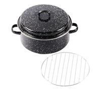POPETPOP Plat à Rôtir Émaillé Noir pour Cuisson Uniforme, Réutilisable, pour Barbecue et Rôtisserie à Usage Quotidien