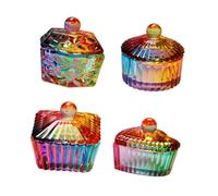 POPETPOP Plat Professionnel Dappen en Verre 4 Pièces Couvercle, Multifonction pour Manucure et Mélange de Liquides, Design Élégant et Délicat pour Nail Art