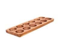 POPETPOP Plateau à Œufs pour Organiser les Œufs 12 Compartiments Rectangulaires en Bois Marron Support Polyvalent Cuisine Réfrigérateur