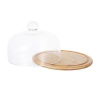 POPETPOP Plateau Bois avec Cloche Verre sans Plomb Plateau Pâtisserie Transparent Anti-poussière pour Gâteaux et Snacks Réutilisable pour Fêtes