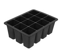 POPETPOP Plateau De Démarrage 12 Trous en Silicone Réutilisable pour Germination De Plantes, Bac à Plantes Noir pour Semis en Intérieur, Plateau De Culture Solide Et Facile à Nettoyer
