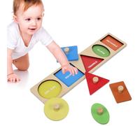 POPETPOP Plateau de Puzzle en Bois Montessori 7X3 CM Puzzle Géométrique 5 Pièces Colorées Jeu Éducatif de Formes pour Tout-Petits Blocs D’Apprentissage Sensoriel en Bois Sûr et Solide