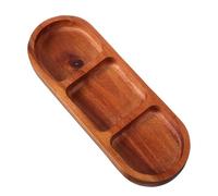 POPETPOP Plateau de Service Bois Massif Acacia avec Compartiments Plateau Divisé pour Condiments Sauce et Apéritifs Résistant et Élégant pour Petit-déjeuner Bbq et Table Basse