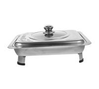 POPETPOP Plateau Rectangulaire Inox avec Antidérapants Plateau de Service Polyvalent avec Couvercle Transparent Bac Gastro Inox Facile à Nettoyer pour Buffet et Fête