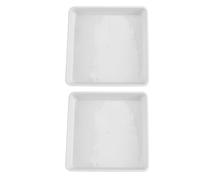 POPETPOP Plateaux Carrés en Plastique Blanc 40 CM, Lot de 2, Bac à Eau pour Pots de Fleurs et Herbes Aromatiques en Intérieur
