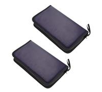 POPETPOP Pochette à Disque en Cuir PU Bleu Grosse Capacité 2pcs, Organiseur de DVD Résistant à l'usure, Protège Les CD sans Rayures pour Voiture et Maison Couleur Couleur Aléatoire