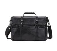 POPETPOP Pochette d'affaires en Cuir PU Noir pour Homme, Paquet Bandoulière Léger et Portable, Grosse Capacité, Style Business, pour Étudiants et Usage Professionnel