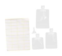 POPETPOP Pochettes de Lotion Rechargeables 9 Pièces Semi-transparentes Mat Ensemble Multifonction pour Voyageurs Organisation Cosmétiques Entonnoir et Étiquette Vierge