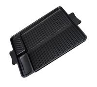 POPETPOP Poêle à Barbecue Rectangulaire Antiadhésive en Pierre de Lave pour Extérieur, Plaque de Cuisson Multifonction 36x24 Cm, Résistance Haute Température, Évacuation D'huile Pratique