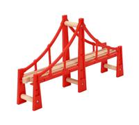POPETPOP Pont de Train Bois Robuste Accessoire de Voie Ferrée Compatible Grandes Marques Modèle de Pont Rouge pour Jouets de Train Construction Facile pour Garçon Fille Ensemble de Piste