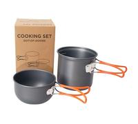 POPETPOP Popote Camping Portable Métal, Casserole Non Adhésive, Kit Cuisson Léger Et Résistant, Montage Compact, Poignée Antidérapante, Utilisation Randonnée Et Pique-niques en Plein Air