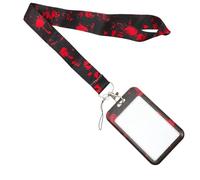 POPETPOP Porte-Badge D’Halloween Sanglant avec Cordon Tour de Cou Résistant Porte-Cartes D’Identité Multifonction pour Bureau et École Accessoire Décoratif pour Fête et Cosplay