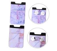 POPETPOP Porte-Cartes Adhésif Smartphone Marbré Unisexe, Support Adhésif Sécurisé, Pochette Fine pour Téléphone Portable, Lot 2 Pièces, Design Marbre Rouge et Violet, Utilisation Quotidienne