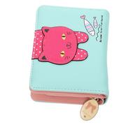 POPETPOP Porte Cartes et Adorable Chat Cartoon Petit Portefeuille Zippé Femme Vert Sac de Rangement Compact pour Billets et Reçus Pratique pour Garçon Fille et Familles