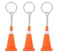 POPETPOP Porte-clés Accessoire Polyvalent Mini Cône de Signalisation Lot de 3 en Silicone Léger Design Réaliste pour Fête à Thème Chantier et Usage Quotidien