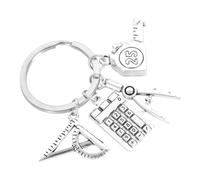 POPETPOP Porte Clés Design Mathématiques avec Outils Anneau Ornement Mode pour Étudiants et Professeurs Créatif et Pratique